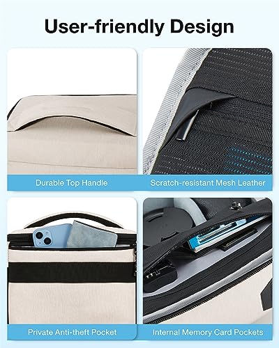 BAGSMART Camera Sling Bag with Tripod Holder & Rain Cover, Ivory White - color: 03-Ivory White