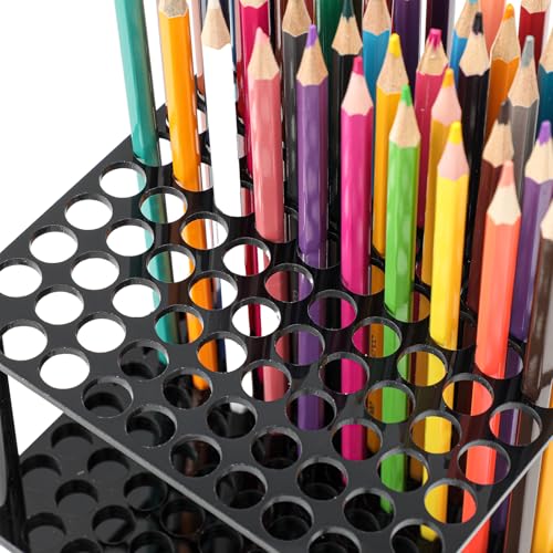 Outus 96 Holes Pencil Brush Holder Acrylic Paintbrush Holders, Black - color: Black