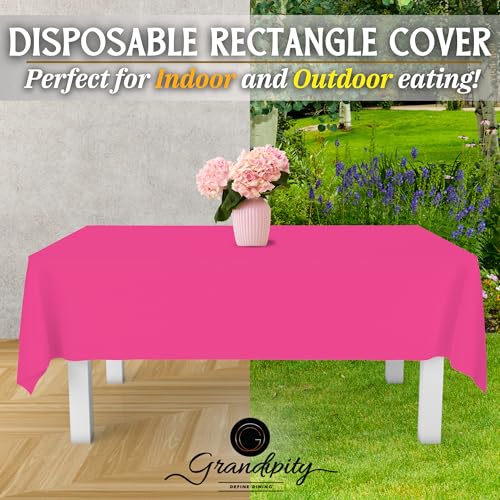 Grandipity Plastic Table Cloth Disposable 12 Pack 54” x 108” Rectangle - color: Hot Pink, size: 54in. x 108in. Rectangle
