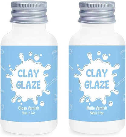 2 x 50ml Air Dry Clay Glaze, Protect Clay Surfaces, Gloss & Matte Glaze - size: gloss+matte