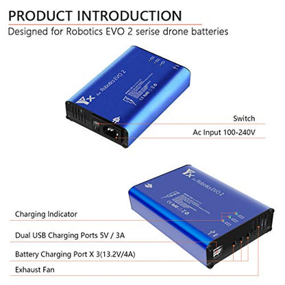 Hanatora Battery Charger for Autel Robotics EVO 2,II Pro V2 V3 Enterprise RTK,Dual Drone,Rapid Multi Parallel Charging Hub Accessories