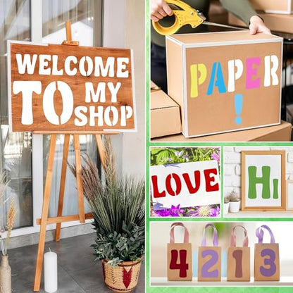 Letter Stencils, 80 Pcs Large Alphabet and Numbers Stencils (3Inch & 4Inch) - size: 3Inch&4Inch