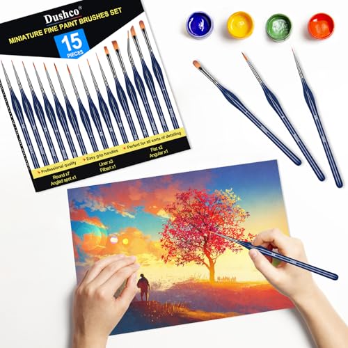 15pcs Detail Paint Brushes Set for Acrylic Watercolor & Paint by Numbers - color: Deep Blue
