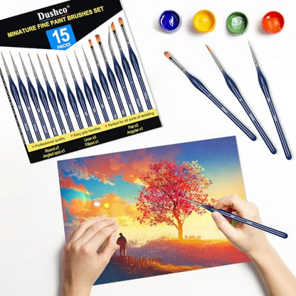 15pcs Detail Paint Brushes Set for Acrylic Watercolor & Paint by Numbers - color: Deep Blue