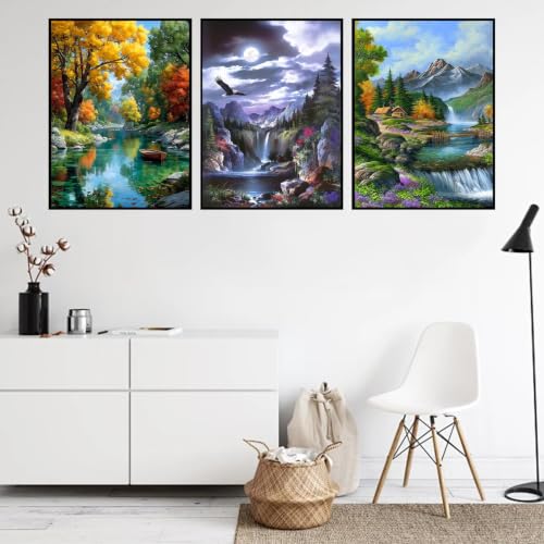 Ekuxom 3 Pack Diamond Art Kits for Adults-Landscape Diamond Painting - color: Landscape-3Pack