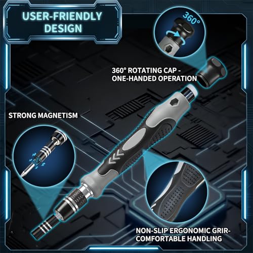 2-Pack Precision Screwdriver Set: 122 Magnetic Bits Electronics Repair Kit for Office Equipment Maintenance - Laptop, Computer & Peripherals, Bulk Supply for Repair Store, IT Departments, Business Use - color: Gray-2pack