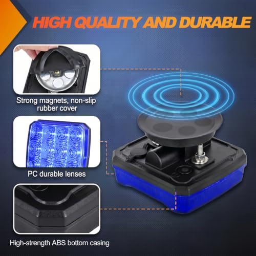 Nilight Magnetic Strobe Lights 2PCS Blue 12 LED Rechargeable Emergency - color: 12LED 18Modes Blue