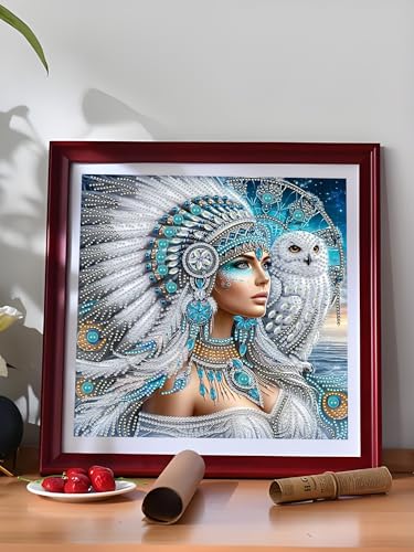 5D Special Shape Diamond Art Kits for Adults Beginners for Native Indian - color: Indian