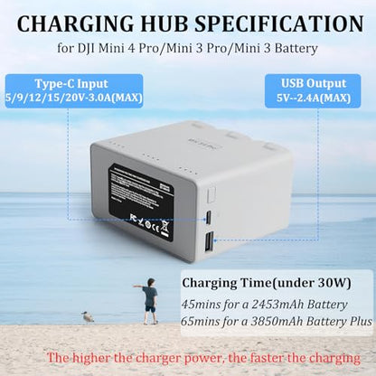 3 Pack Mini 3 Series Intelligent Flight Battery Plus 3850mAh with Two-Way Charging Hub Combo for DJI Mini 4 Pro Drone Replacement
