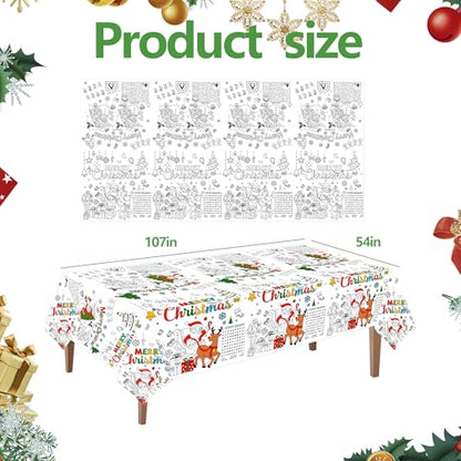 Large Christmas Coloring Tablecloth, 54 x 108 Inches - color: Christmas