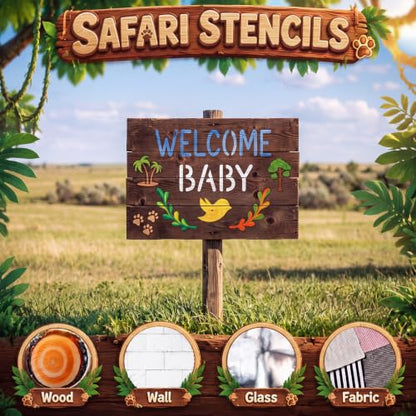 Fainne 100 Pcs 1.5 Inch Safari Theme Small Stencils for Crafts - style: Safari