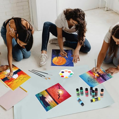 AmazingSpark 12 Set Sip and Paint Kit for Adults Pre Drawn Canvas,Scenery - style: Brilliant Scenery