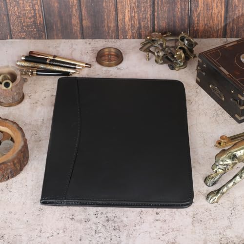 Heavy Duty Buffalo Leather Legal Pad Portfolio Organizer - Black - color: Black