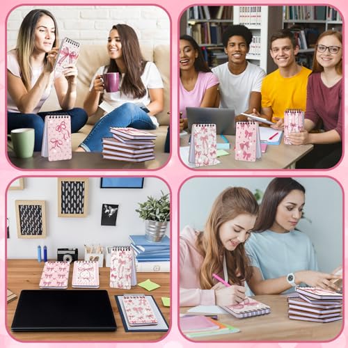 Fuyoooo 12 Pcs Pink Bow Diamond Art Notebook for Adults, 4.72 x 2.83 Inch - style: Pink Bow