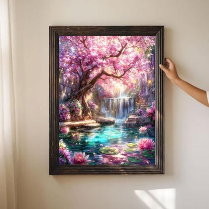 ICYANART Dream Tree Paint by Numbers Kit for Adults, Fantasy Waterfall Pink - color: Dream Tree