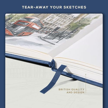 Beechmore Books A5 5.8x8.3 Mixed Media Sketchbook 300 GSM/140LBS - color: Symphony Blue, size: A5 - 5" x 8" Medium