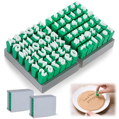 AceOrbit 72 Pcs Letter Stamps Set for Clay, Alphabet Pottery Stamps, Green - color: Green