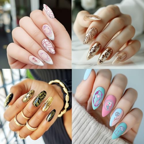 3Pcs Tulip Nail Stamping Plate Set Floral Irregular Geometric Frames Steel Nail Stamp Templates Clear Silicone Nails Stamping with Stamper Scraper for Manicure Printing - style: Tulip