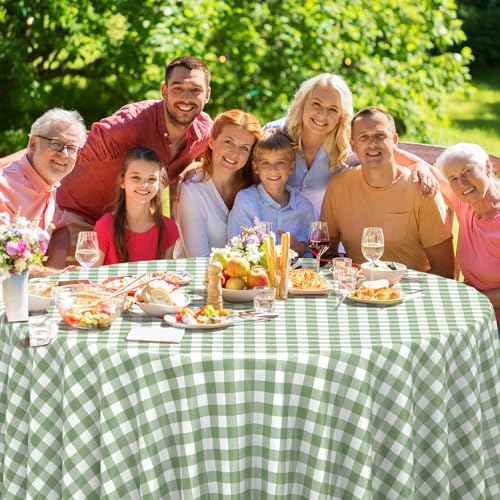 3 Pcs Sage Green Gingham Tablecloths 84 inch Checkered Round Tablecloths - color: Sage Green-round