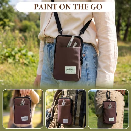 Mini Watercolor Paint Set, 24 Colors Travel Watercolor Set - color: Brown
