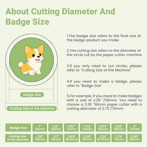 3"/75mm Button Paper Cutter, Circle Cutter Circle Punch, Graphics Punch Cutter, 3.386"/86mm Cutting Diameter Die Cut Machine for Making 3"/75mm Buttons DIY Crafts Button Making