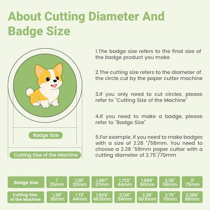 3"/75mm Button Paper Cutter, Circle Cutter Circle Punch, Graphics Punch Cutter, 3.386"/86mm Cutting Diameter Die Cut Machine for Making 3"/75mm Buttons DIY Crafts Button Making