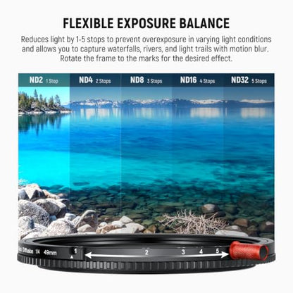 NEEWER 49mm 3 in 1 Variable ND + CPL + Black Diffusion 1/4 Lens Filter - size: 49mm