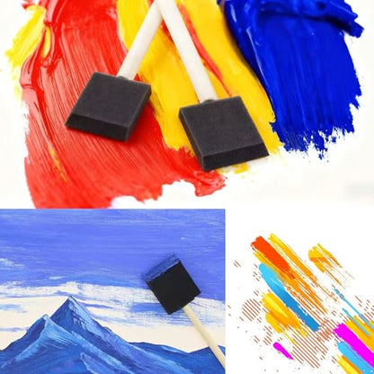 100 Pcs Foam Paint Brushes, 1”and 2”Foam Brush with Wood Handle, Black - color: Black, size: 1",2"