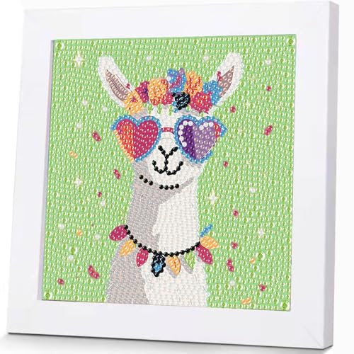 WEMEON Alpaca Diamond Art Kits for Kids with Frame 7x7 inch - color: Alpaca