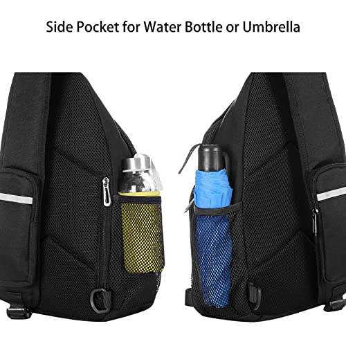 MOSISO Sling Backpack Bag, Crossbody Shoulder Bag Travel Hiking Daypack Chest Bag with Front Square Pocket&USB Charging Port - color: Black
