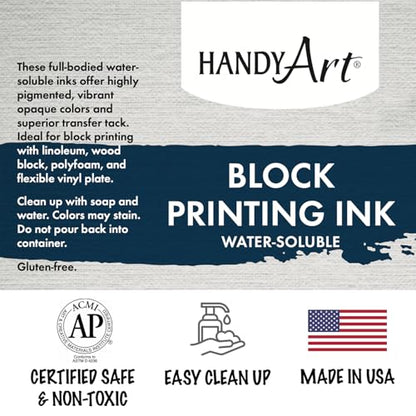Handy Art Block Printing Ink, White, 16 oz Jar, Water-Soluble - color: White, size: 16 Fl Oz