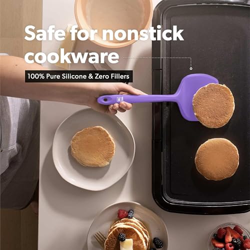 DI ORO Silicone Turner Spatula Set - 600F Heat Resistant, 4-Pc Lavender - color: Lavender