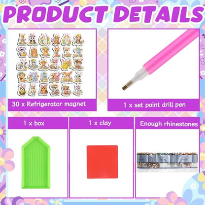Xuhal 30 Pcs Easter Diamond Painting Magnets Diamond Art Kits for Adults - color: Easter