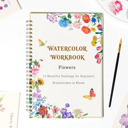 Flower Watercolor Workbook for Adults and Beginners - color: c-flower