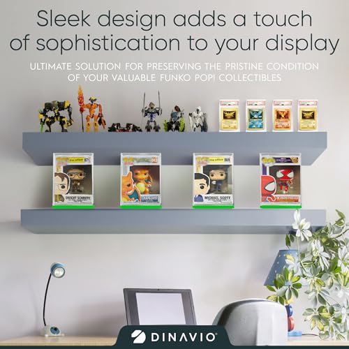 Dinavio Crafthouse Acrylic Funko Pop Display Case - Sturdy Stackable Design - 4mm Case Compatible with 4'' Vinyl Figures - Green Base - color: Green Base