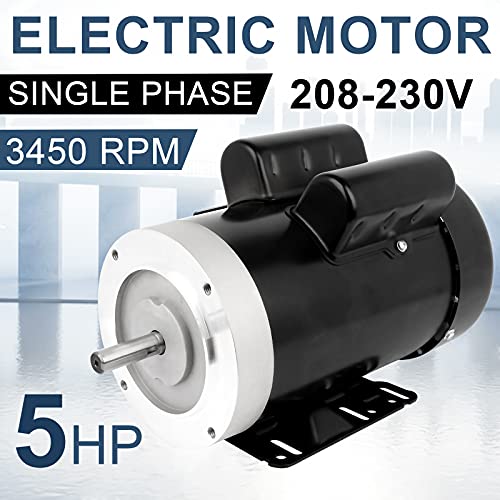 5HP General Electric Motor 3450RPM Single Phase 208-230V 56C TEFC CW/CCW - size: 5HP