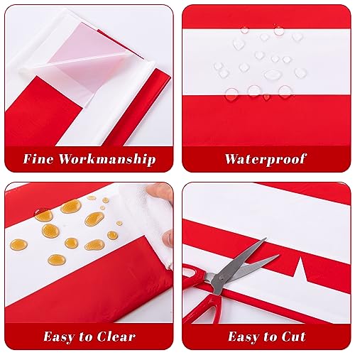 Kesfey Red Striped Tablecloth Carnival Horizontal Stripe Table Cover 3 Pack - color: Red Horizontal Striped