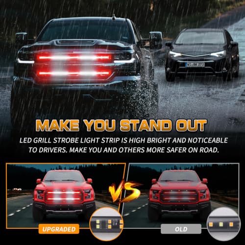 XRIDONSEN 2 Pack 30 inch Grill Emergency Lights Red White Strobe Lights - color: Red/White