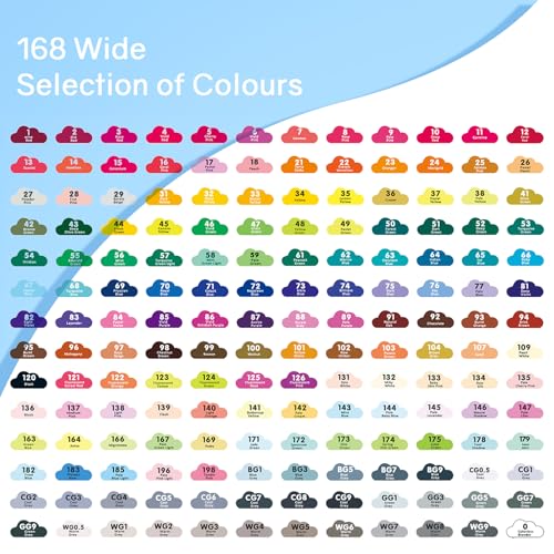 Vokiuler 168 Alcohol Markers Set Double Sided Coloring Pens with App