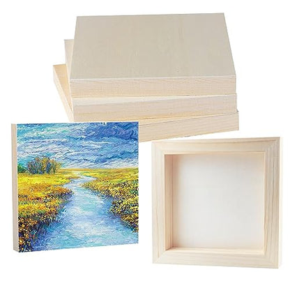 Wood Canvas Panels Square Wooden Canvas Painting Board 10 Pack - size: 8inch