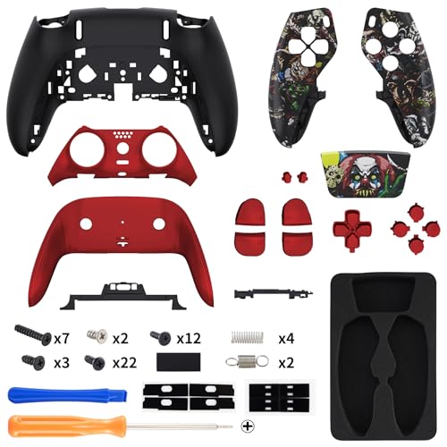 eXtremeRate Full Set Shell with Buttons Touchpad Cover Compatible with ps5 Edge Controller, Scary Party Replacement Decorative Trim Shell Front Back Plates Compatible with ps5 Edge Controller - color: Scary Party