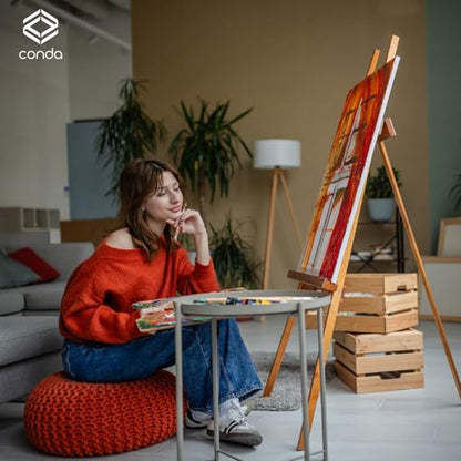 Heavy Duty A-Frame Wood Easel Stand - Adjustable Studio Easel Holds Large Canvas, Mirror, Wedding Sign Up to 90 Inches, Floor Display Easel for Artists & Events, Natural Beechwood - color: BeechWood