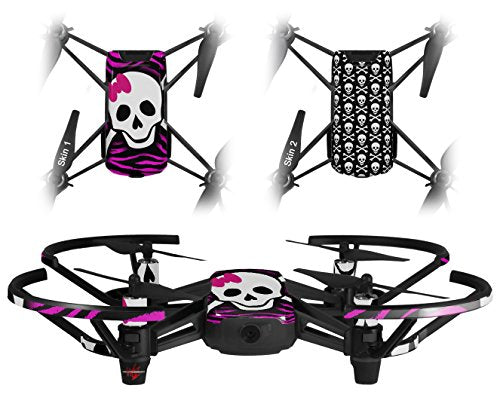 Skin Decal Wrap 2 Pack Compatible with DJI Ryze Tello Pink Zebra Skull Drone NOT Included
