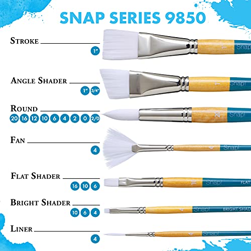 Princeton Snap! 98514 Taklon Brush, White - size: Size 10, style: bright shader
