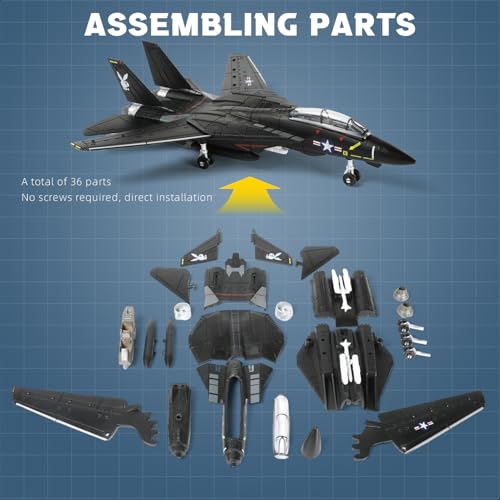 SEBUNAS 1:72 Scale F-14 Tomcat Fighter Jet Quick Build Model Kit (Black) - color: 2.F14 Black