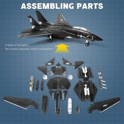 SEBUNAS 1:72 Scale F-14 Tomcat Fighter Jet Quick Build Model Kit (Black) - color: 2.F14 Black