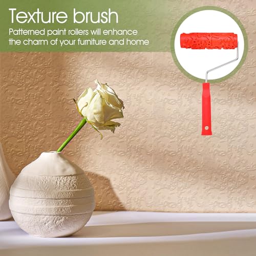 2 Pcs 7'' Textured Paint Roller, Rubber Pattern Paint Texture Roller Drywall Texture Rollers for Ceiling Mud Clay Furniture Wall Decoration(EG323T)