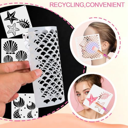 12Pcs Mermaid Scale Stencil Set Face Paint Stencil DIY Makeup Kit