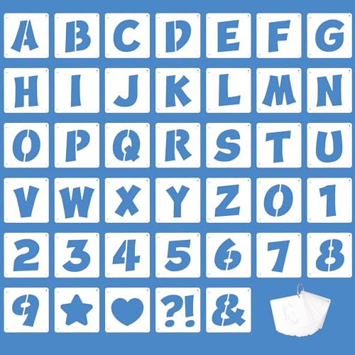 Letter Stencils 40 Pcs, Reusable Alphabet Number Stencils (3Inch) - size: 3Inch