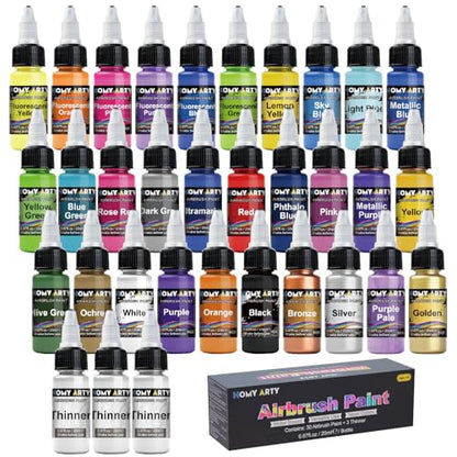 HOMY ARTY Airbrush Paint - 30 Colors with 3 Thinner - color: 30 Colors with 3 Thinner